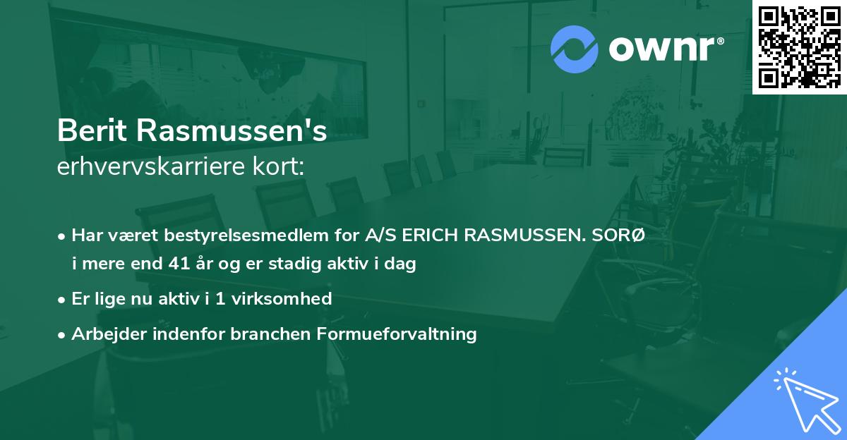 Berit Rasmussen's erhvervskarriere kort