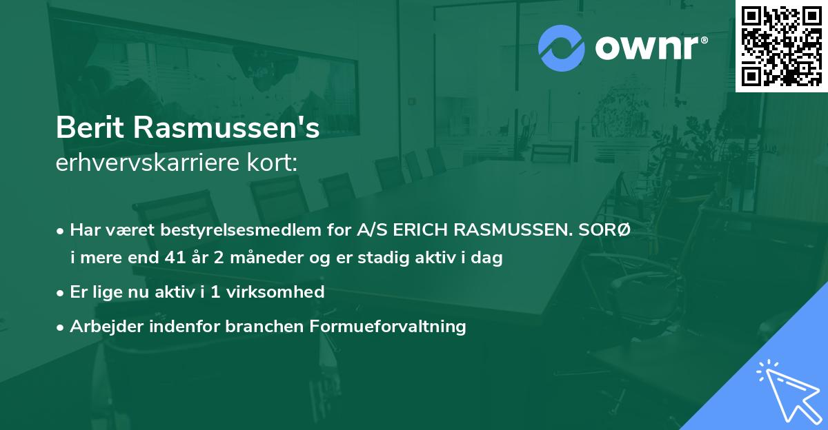 Berit Rasmussen's erhvervskarriere kort