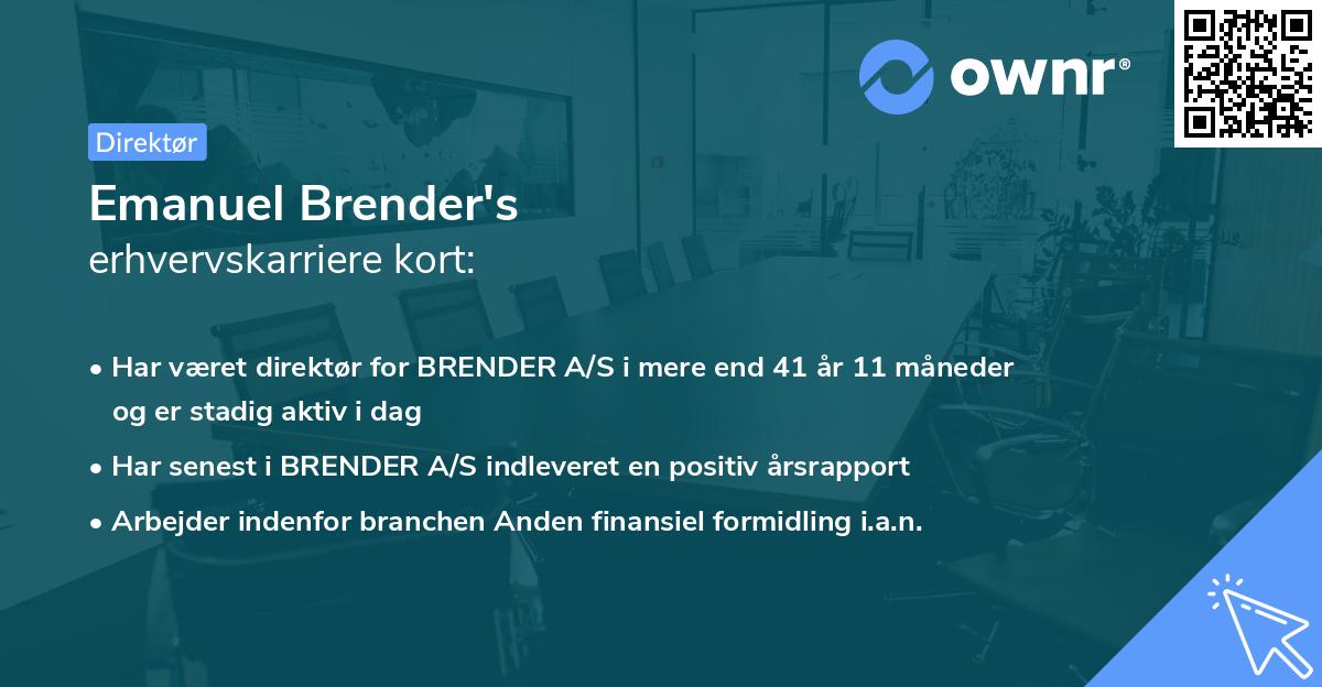 Emanuel Brender's erhvervskarriere kort
