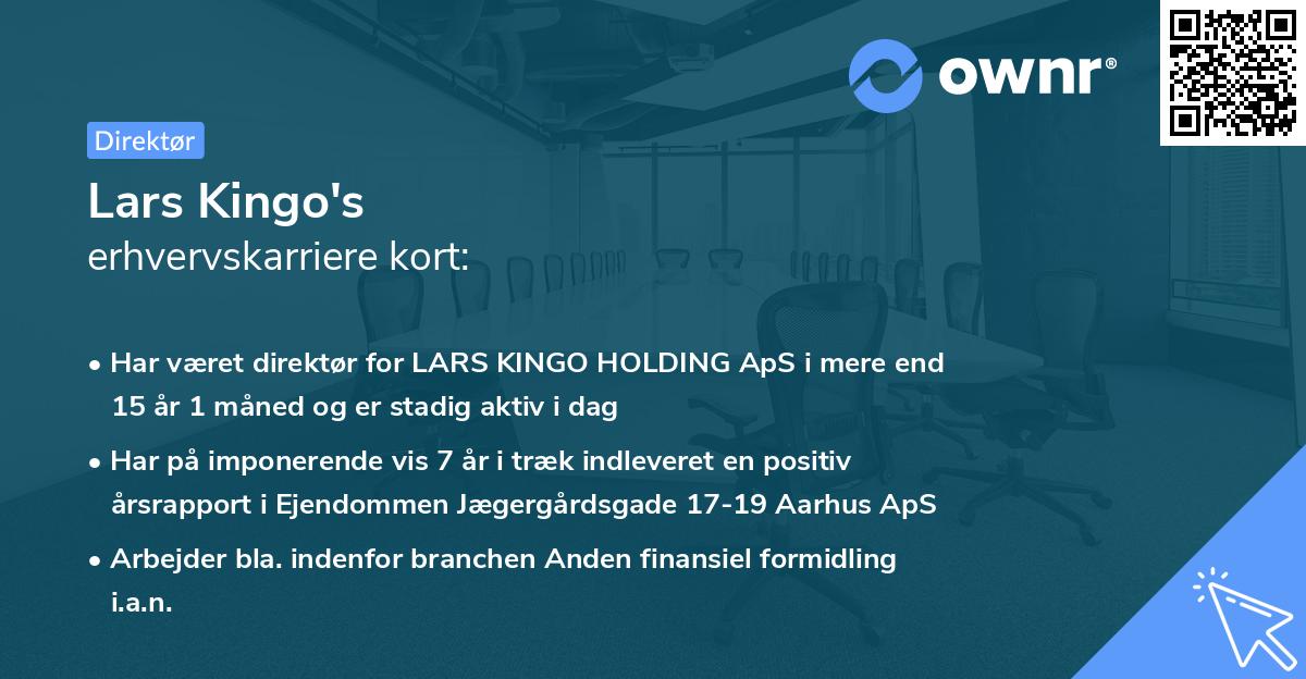 Lars Kingo's erhvervskarriere kort
