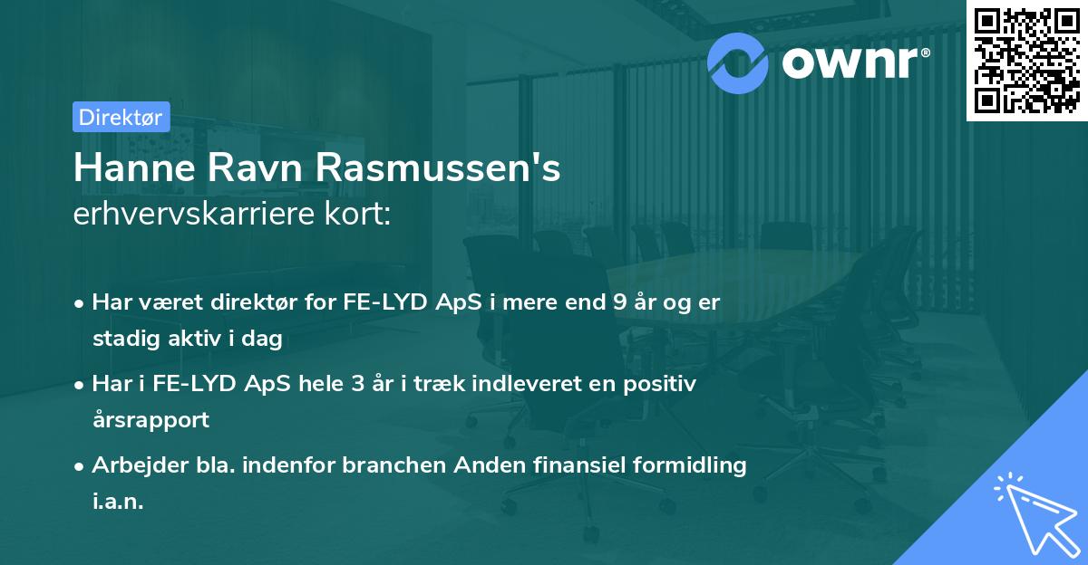Hanne Ravn Rasmussen's erhvervskarriere kort