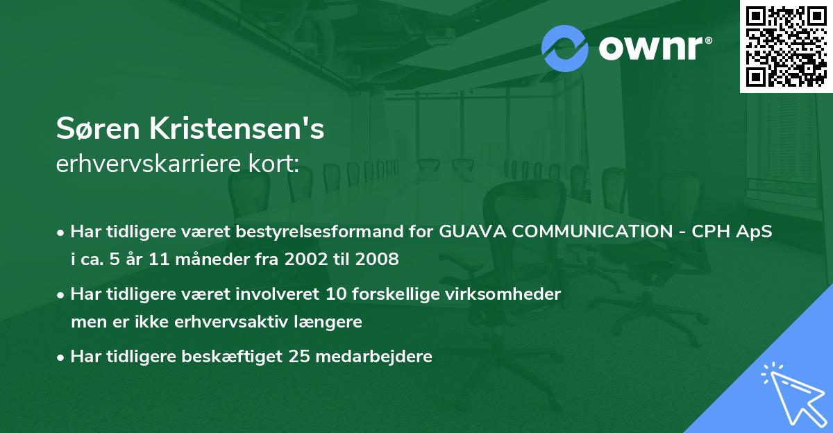Søren Kristensen's erhvervskarriere kort