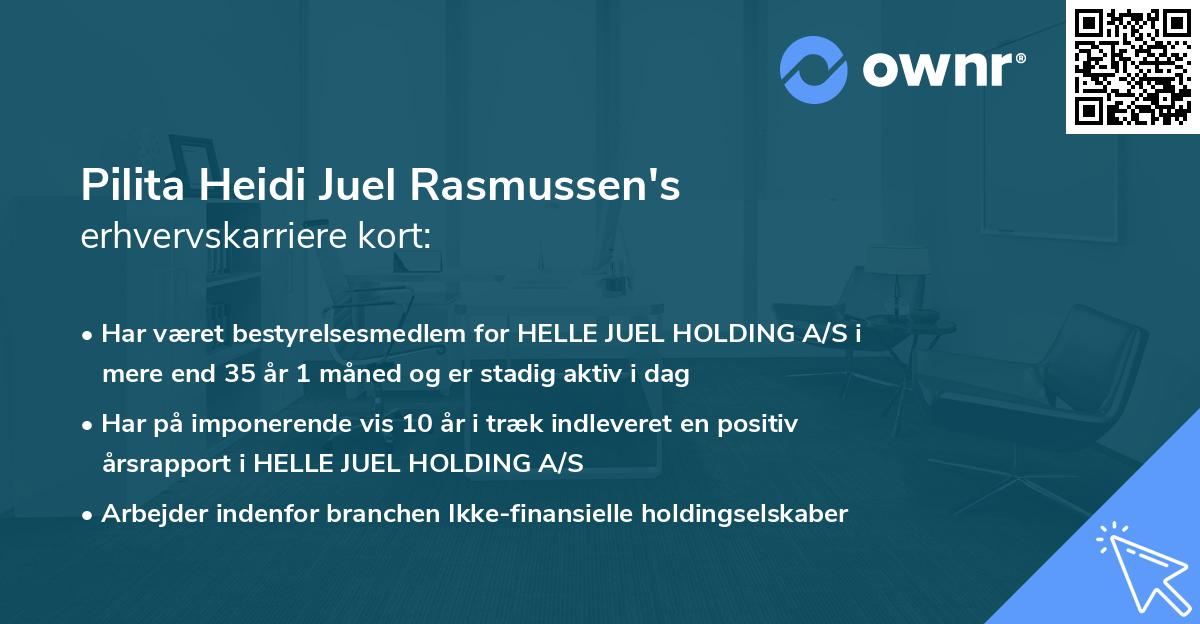 Pilita Heidi Juel Rasmussen's erhvervskarriere kort