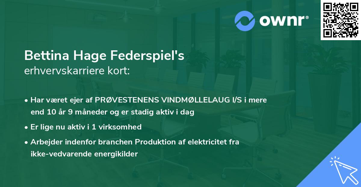 Bettina Hage Federspiel's erhvervskarriere kort