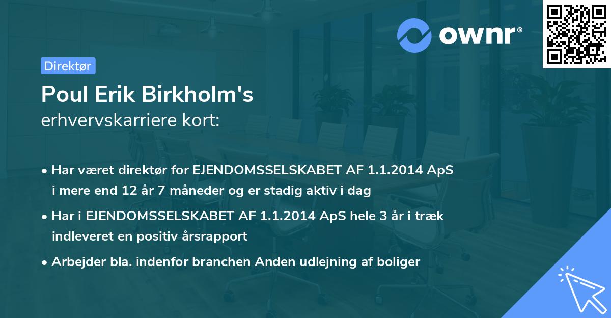 Poul Erik Birkholm's erhvervskarriere kort