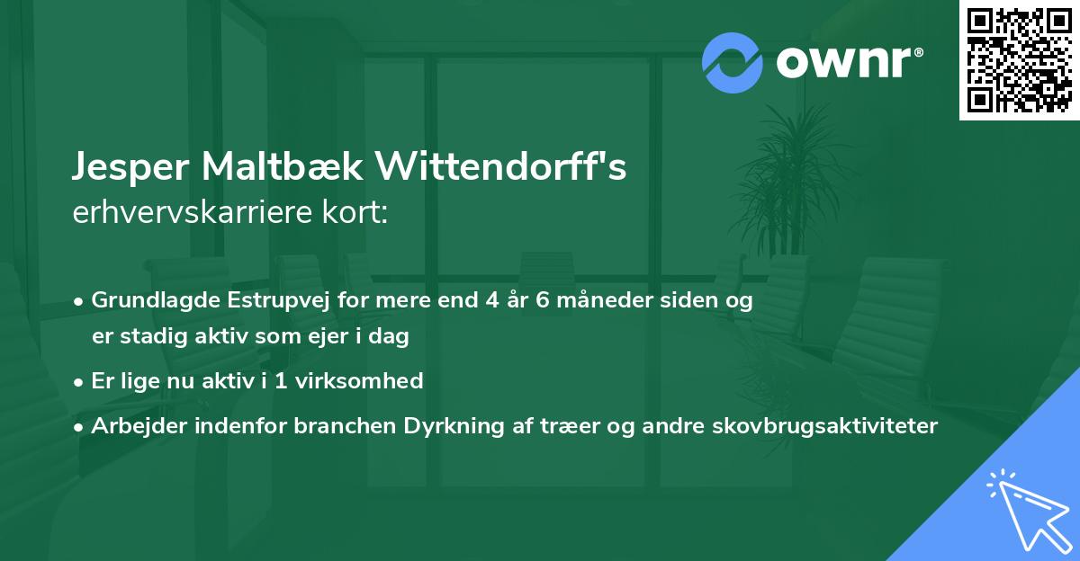 Jesper Maltbæk Wittendorff's erhvervskarriere kort