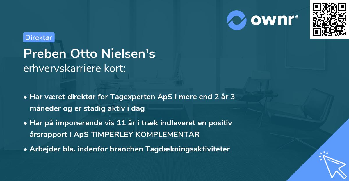 Preben Otto Nielsen's erhvervskarriere kort