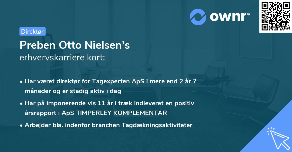 Preben Otto Nielsen's erhvervskarriere kort