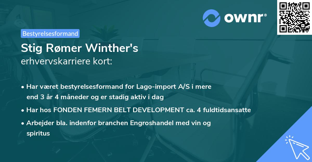 Stig Rømer Winther's erhvervskarriere kort