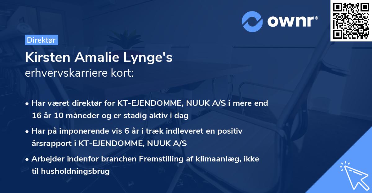 Kirsten Amalie Lynge's erhvervskarriere kort