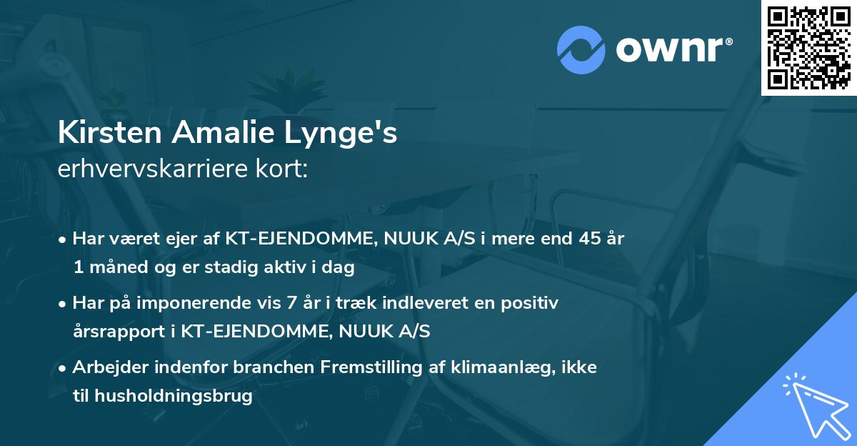 Kirsten Amalie Lynge's erhvervskarriere kort