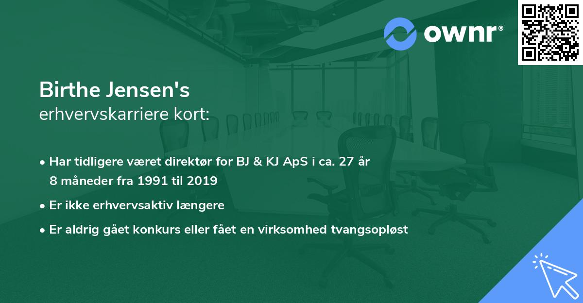 Birthe Jensen's erhvervskarriere kort