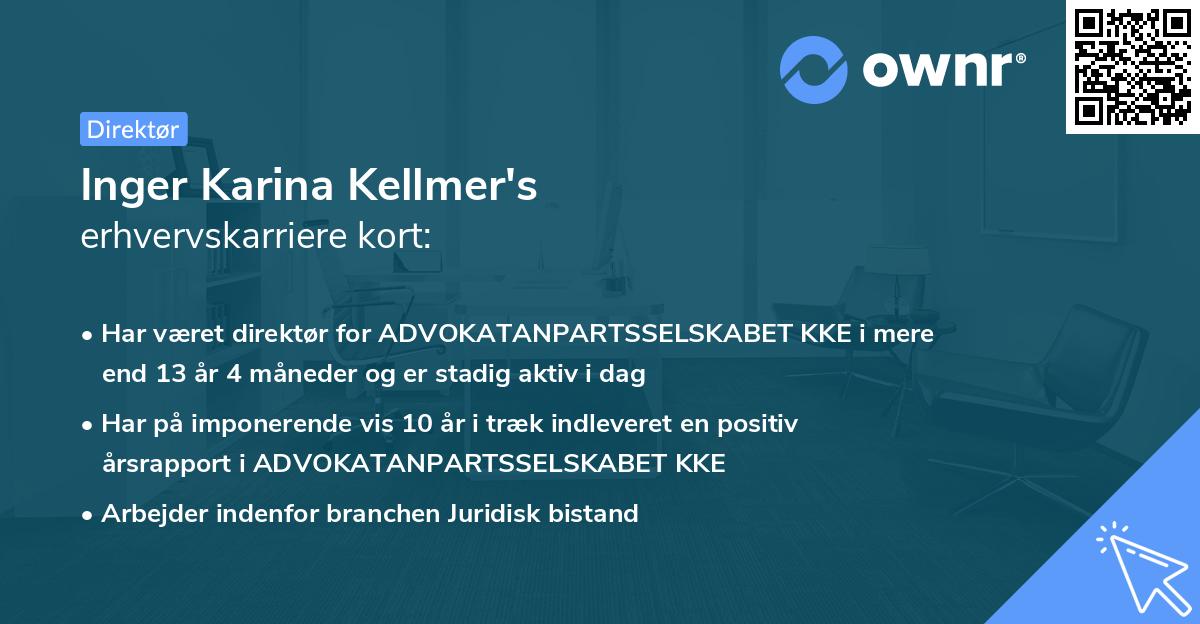 Inger Karina Kellmer's erhvervskarriere kort