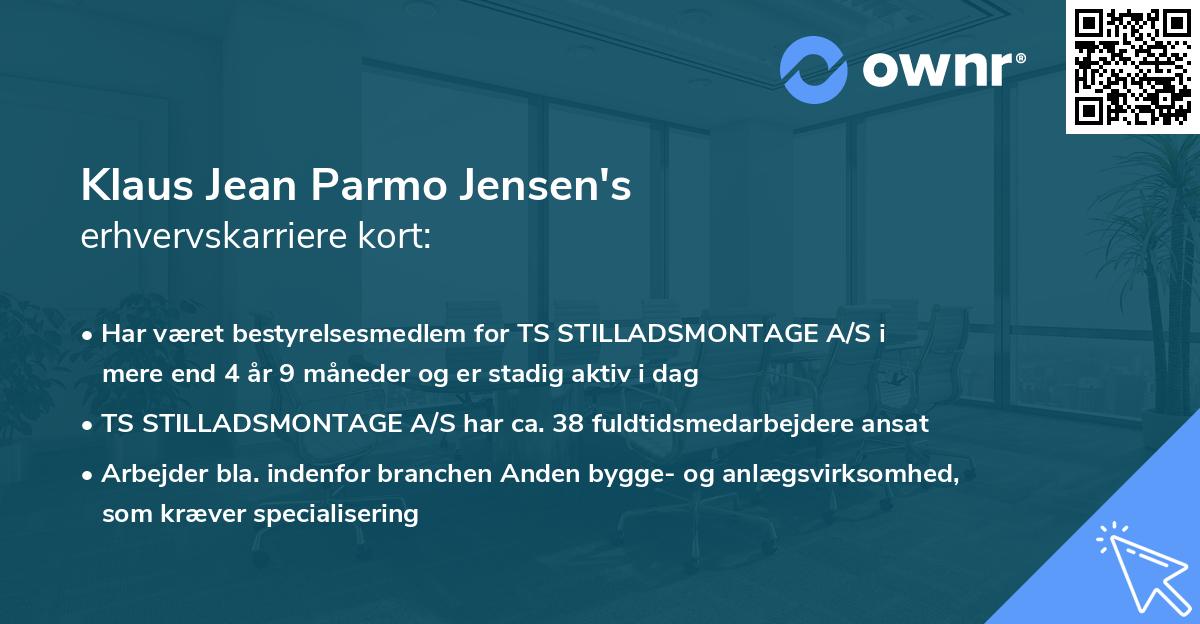 Klaus Jean Parmo Jensen's erhvervskarriere kort