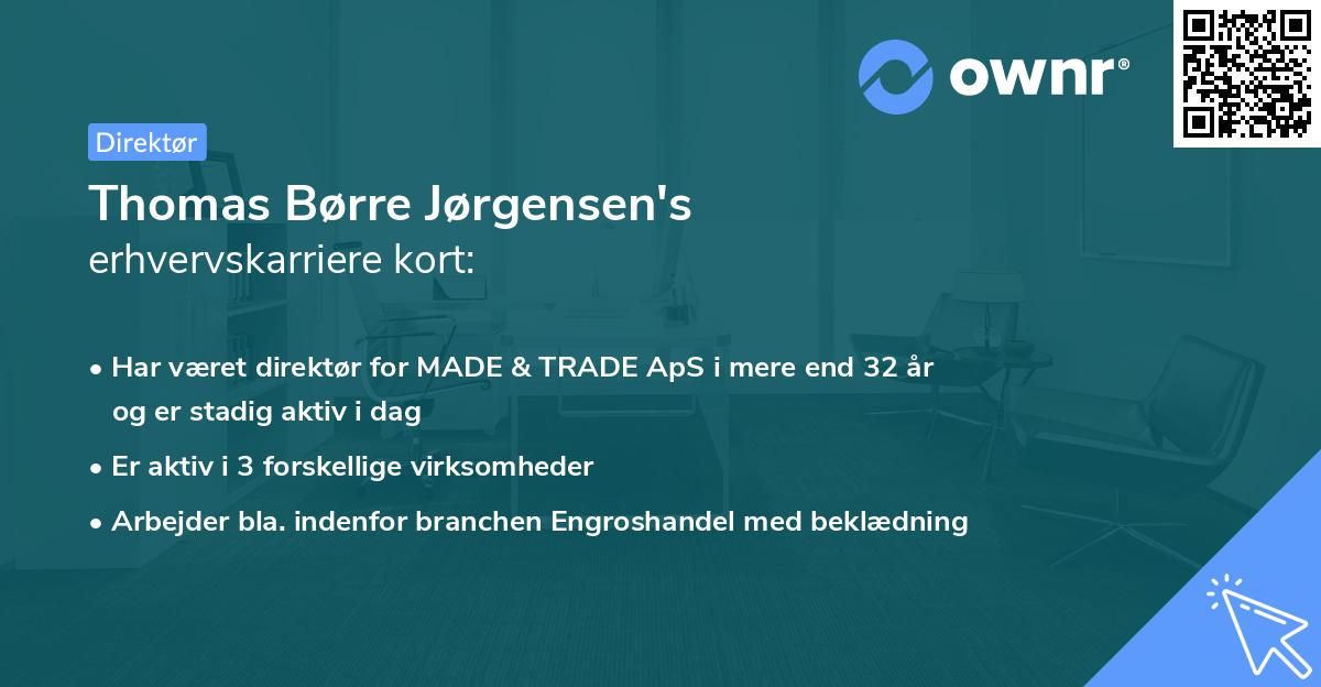 Thomas Børre Jørgensen's erhvervskarriere kort