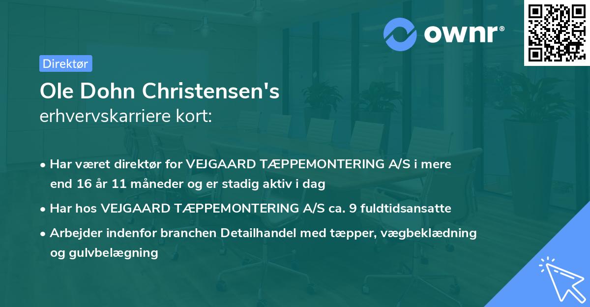 Ole Dohn Christensen's erhvervskarriere kort