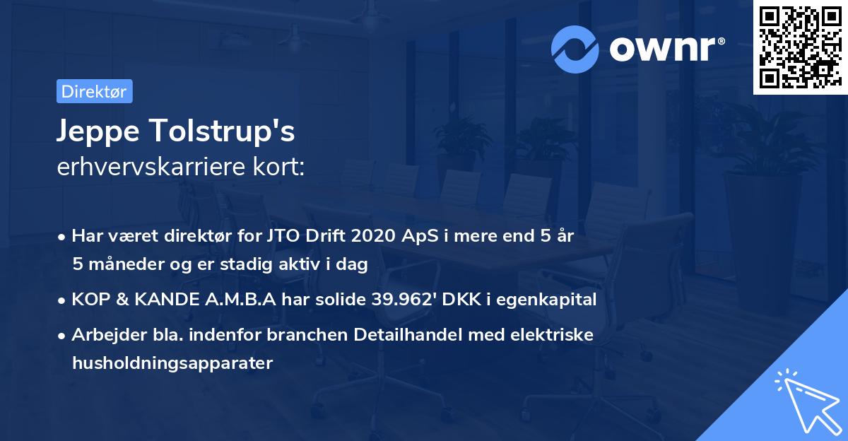 Jeppe Tolstrup's erhvervskarriere kort