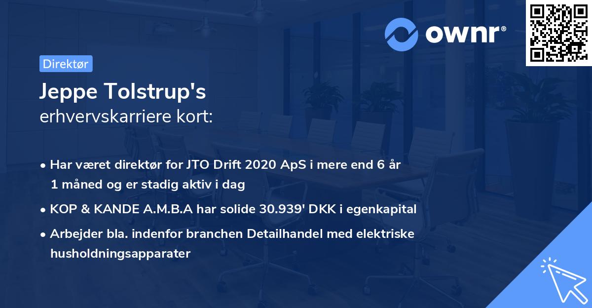Jeppe Tolstrup's erhvervskarriere kort