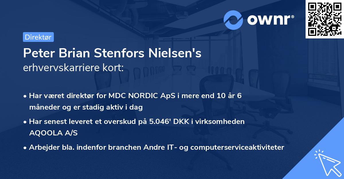 Peter Brian Stenfors Nielsen's erhvervskarriere kort