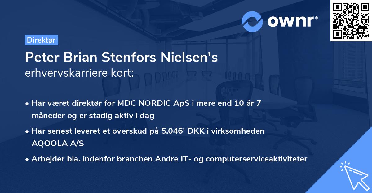 Peter Brian Stenfors Nielsen's erhvervskarriere kort