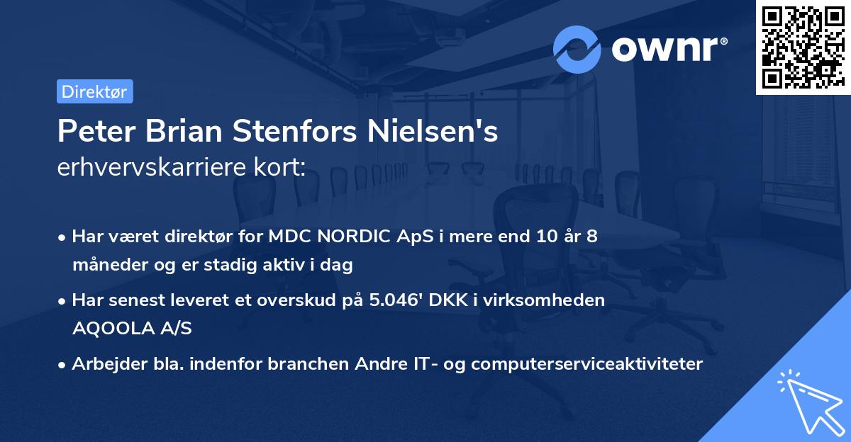 Peter Brian Stenfors Nielsen's erhvervskarriere kort