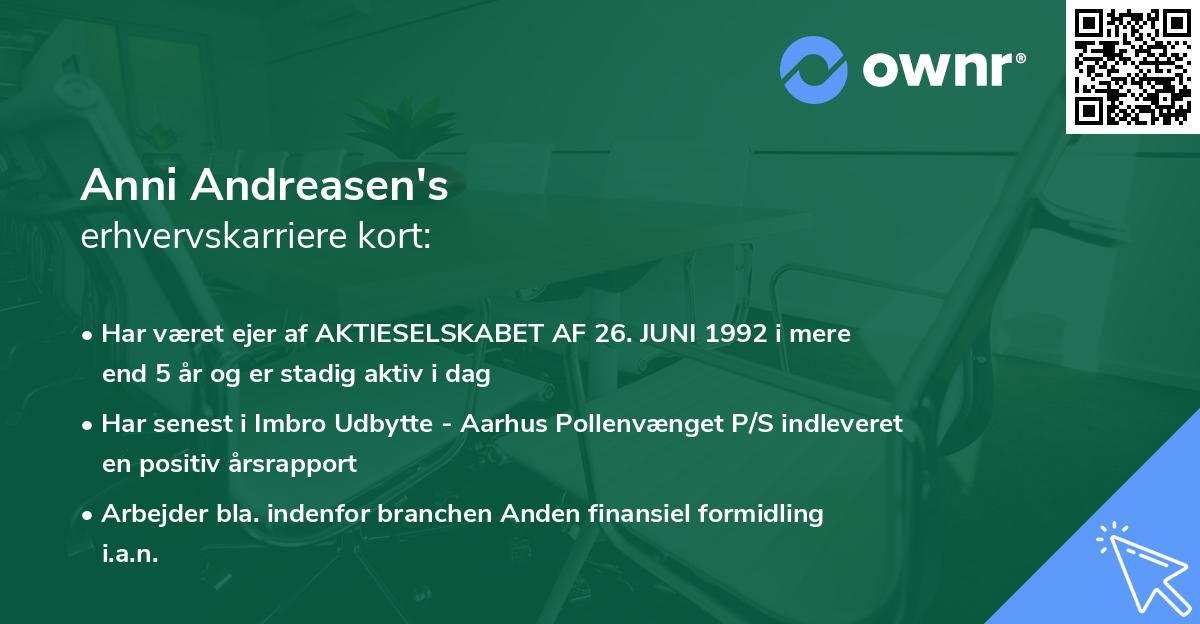 Anni Andreasen's erhvervskarriere kort