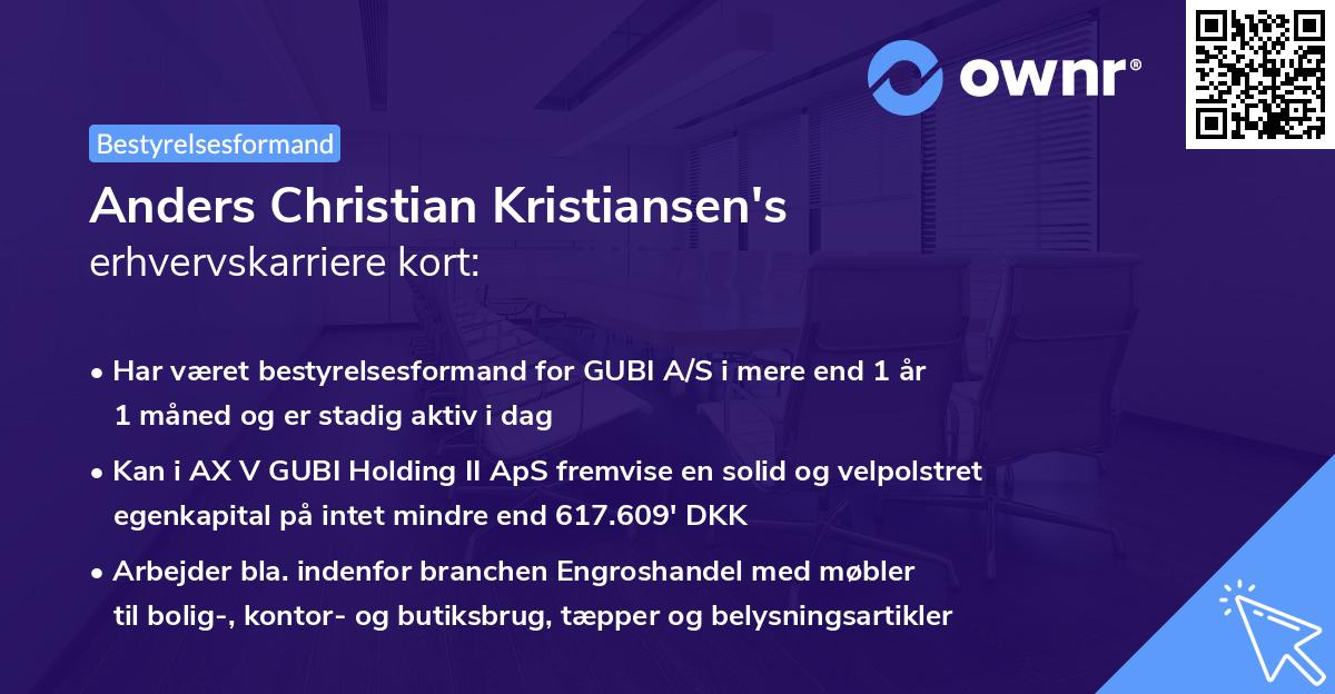 Anders Christian Kristiansen's erhvervskarriere kort