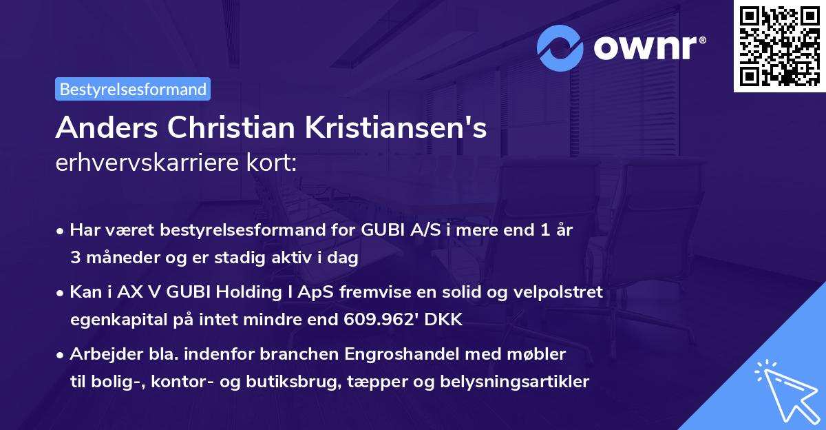Anders Christian Kristiansen's erhvervskarriere kort
