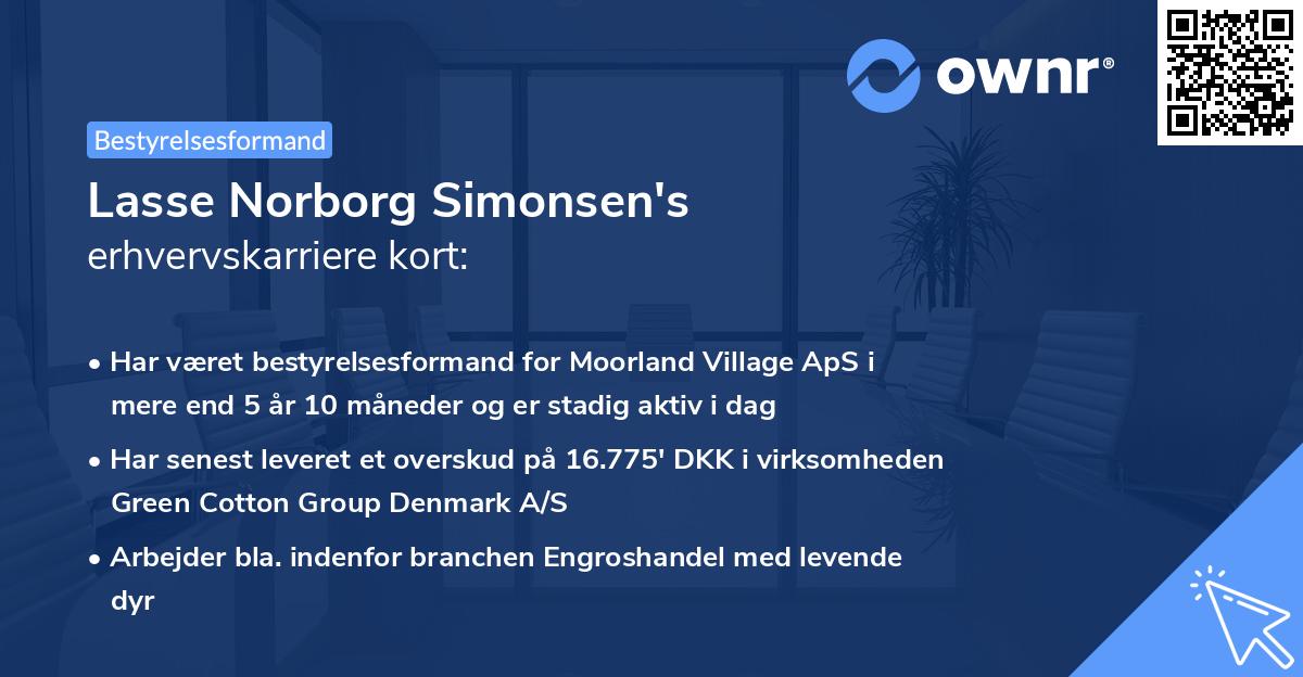 Lasse Norborg Simonsen's erhvervskarriere kort