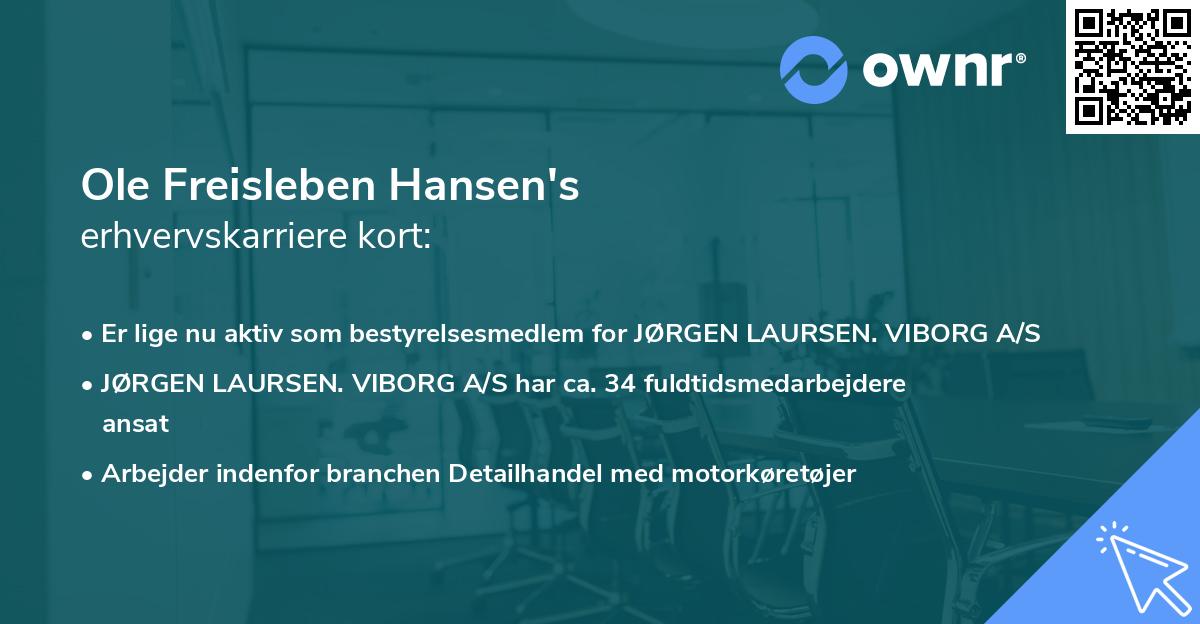 Ole Freisleben Hansen's erhvervskarriere kort