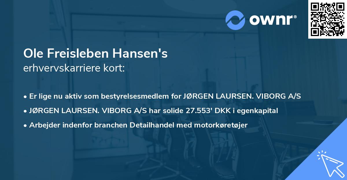 Ole Freisleben Hansen's erhvervskarriere kort