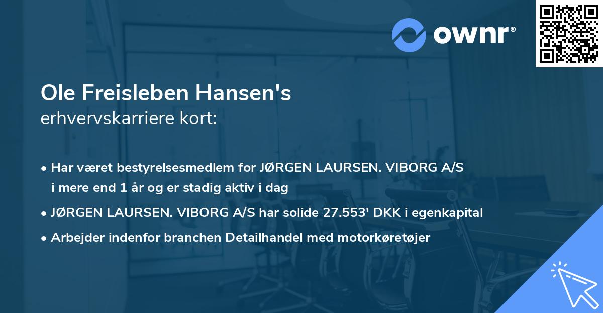 Ole Freisleben Hansen's erhvervskarriere kort