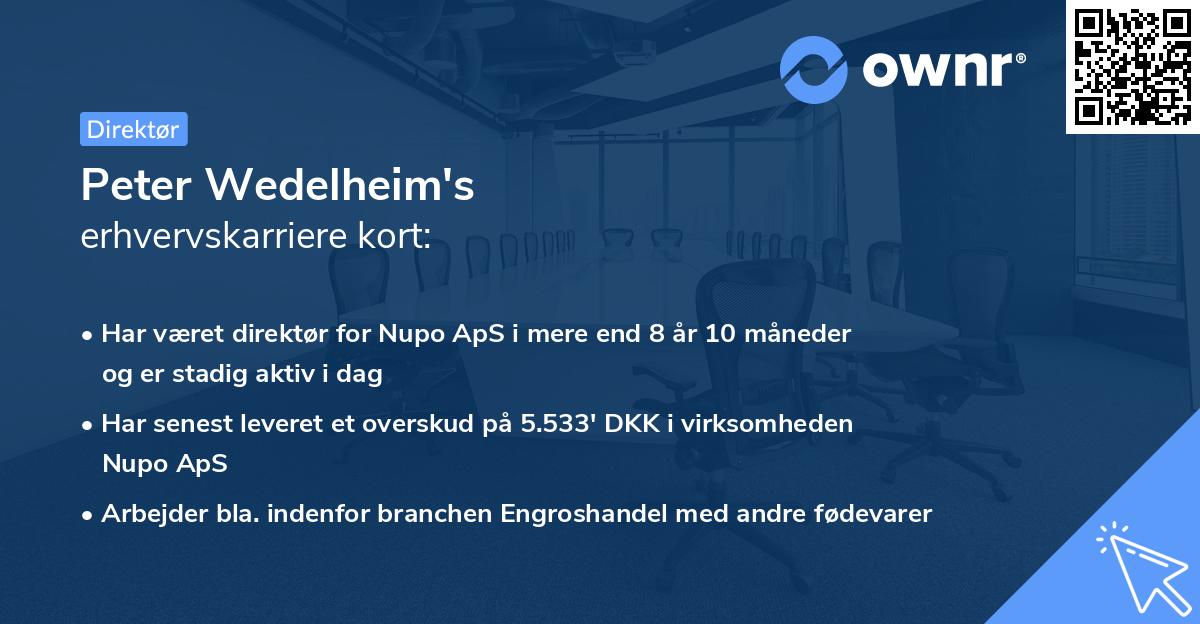 Peter Wedelheim's erhvervskarriere kort