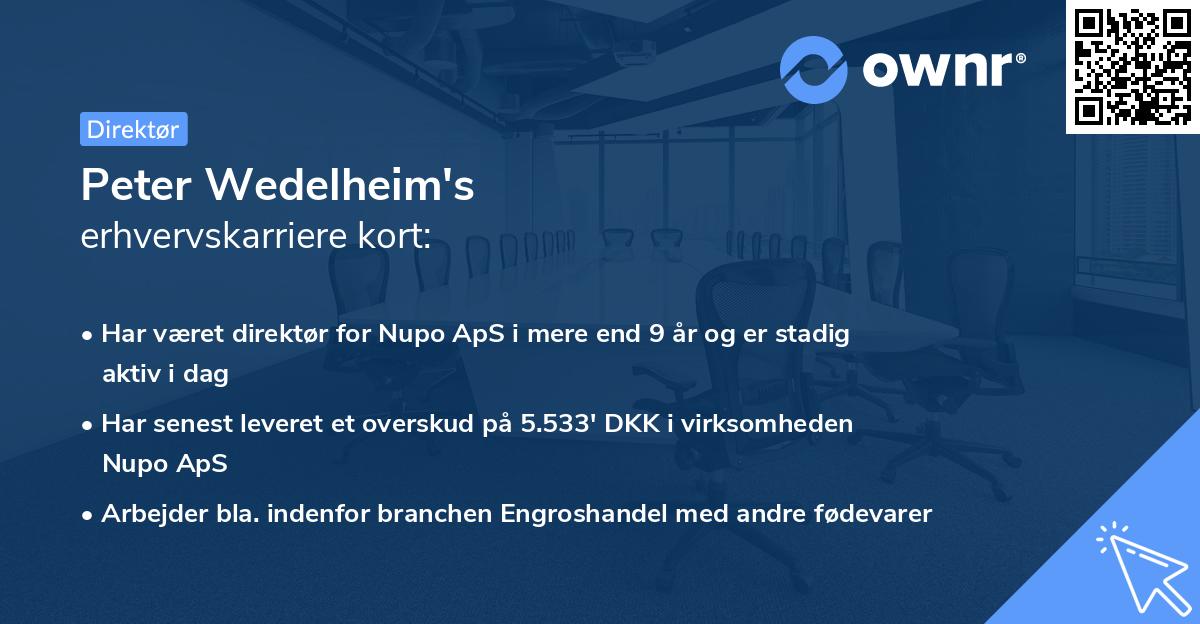 Peter Wedelheim's erhvervskarriere kort