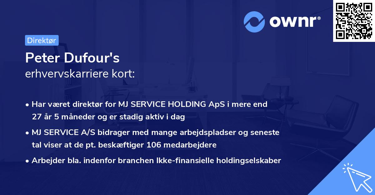 Peter Dufour's erhvervskarriere kort
