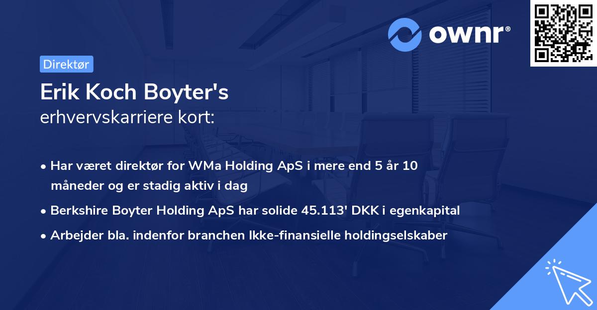 Erik Koch Boyter's erhvervskarriere kort