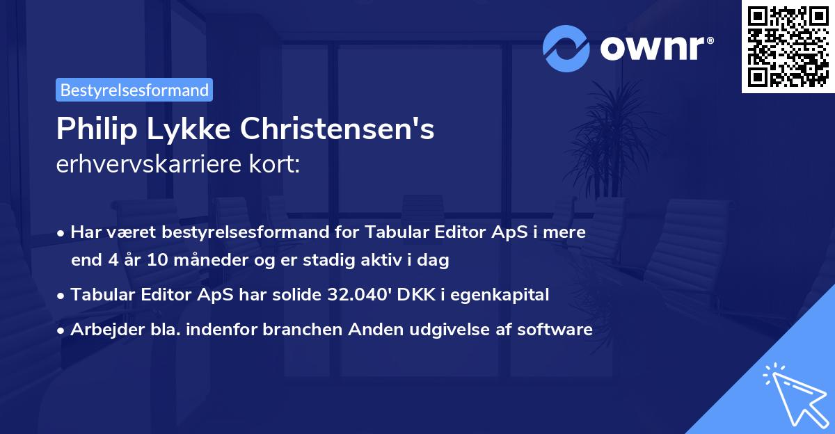 Philip Lykke Christensen's erhvervskarriere kort