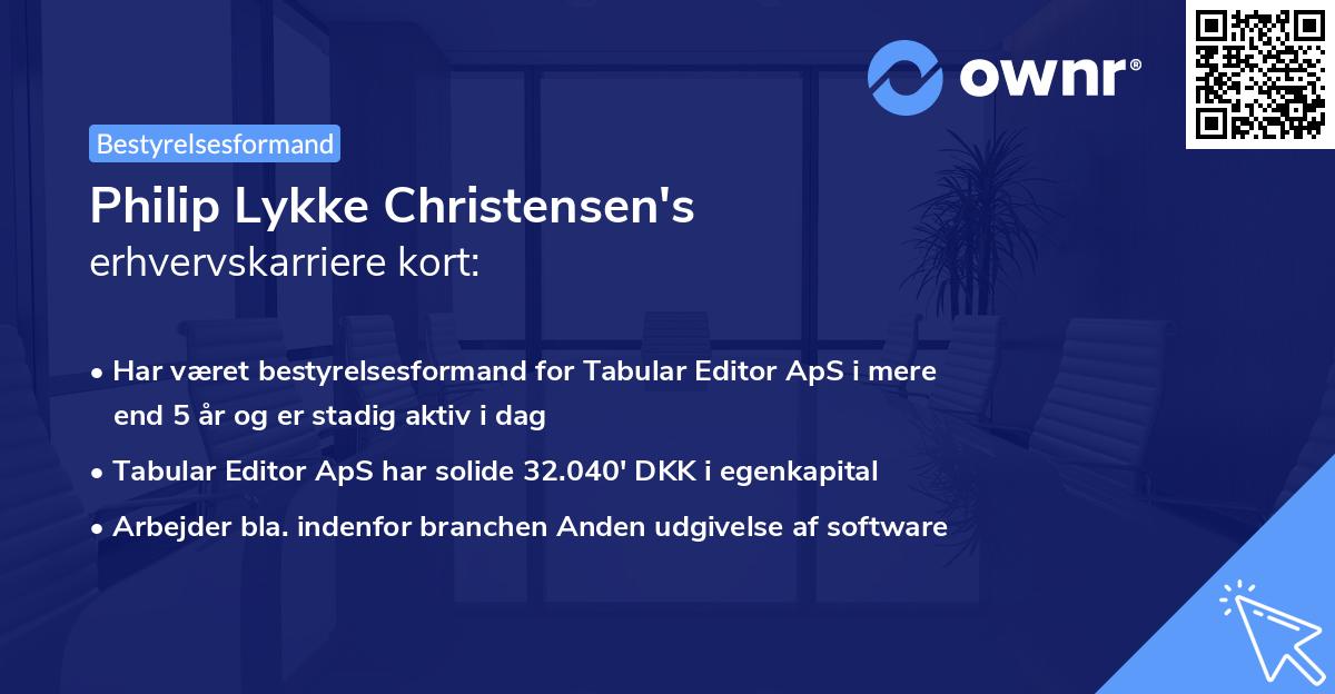 Philip Lykke Christensen's erhvervskarriere kort