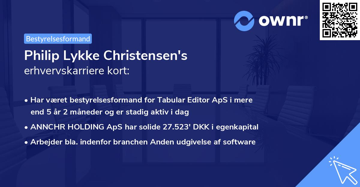 Philip Lykke Christensen's erhvervskarriere kort