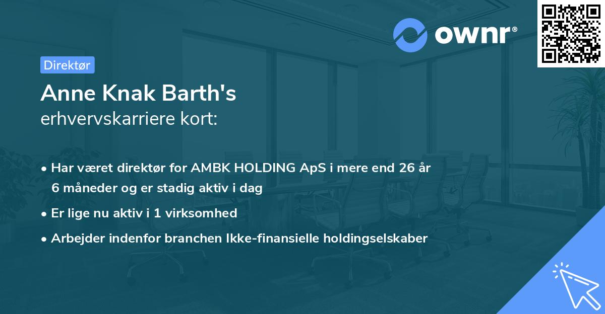 Anne Knak Barth's erhvervskarriere kort