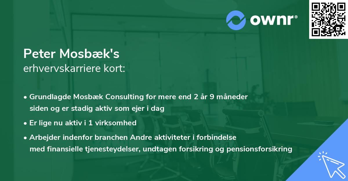 Peter Mosbæk's erhvervskarriere kort