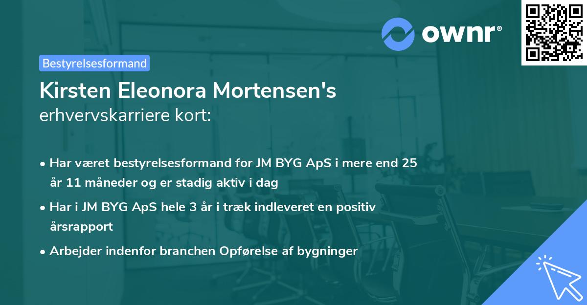 Kirsten Eleonora Mortensen's erhvervskarriere kort
