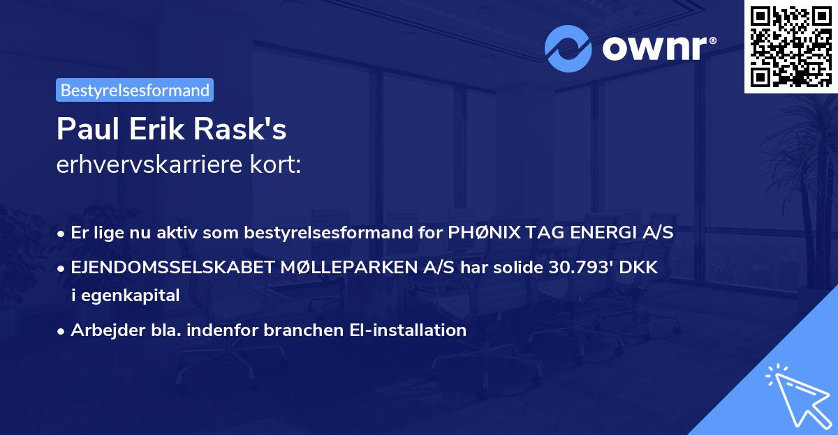 Paul Erik Rask's erhvervskarriere kort