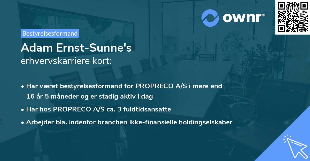 Adam Ernst-Sunne's erhvervskarriere kort