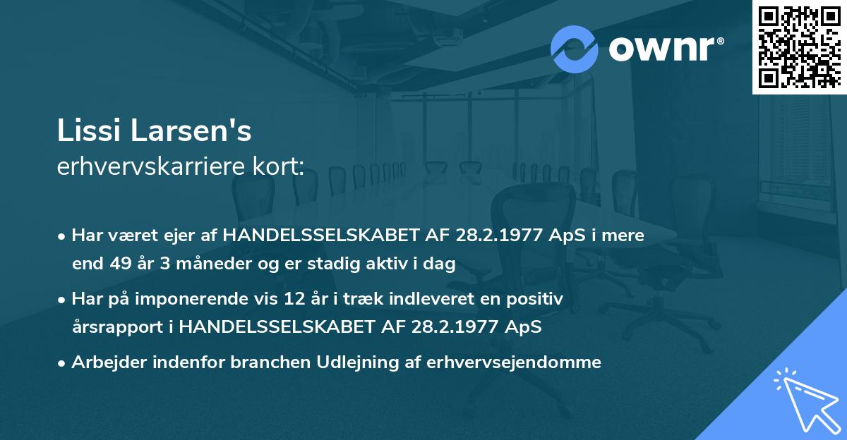 Lissi Larsen's erhvervskarriere kort