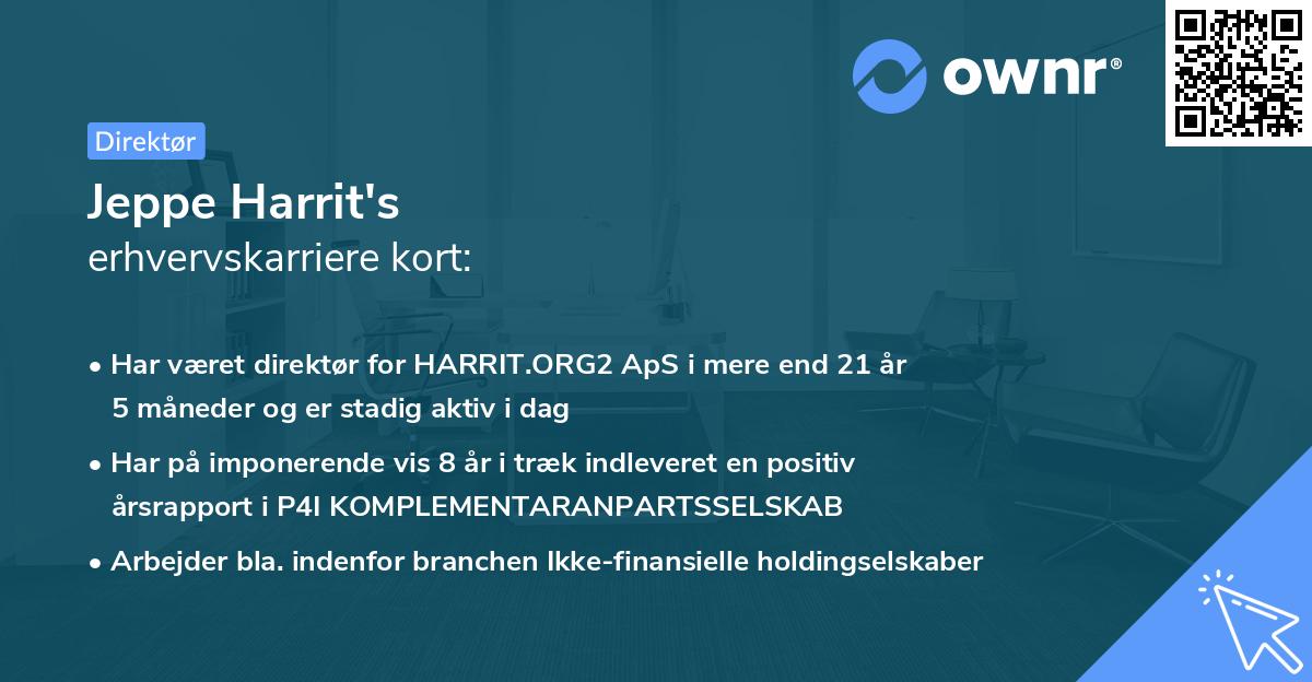 Jeppe Harrit's erhvervskarriere kort