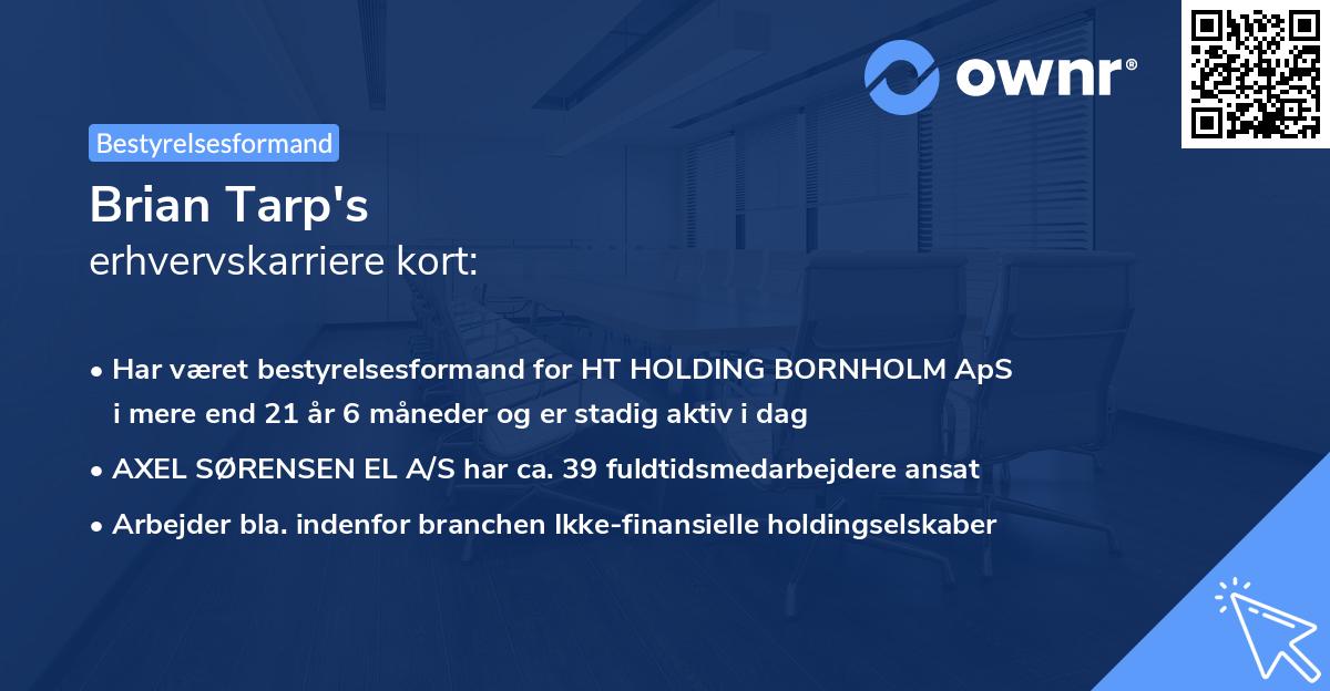 Brian Tarp's erhvervskarriere kort