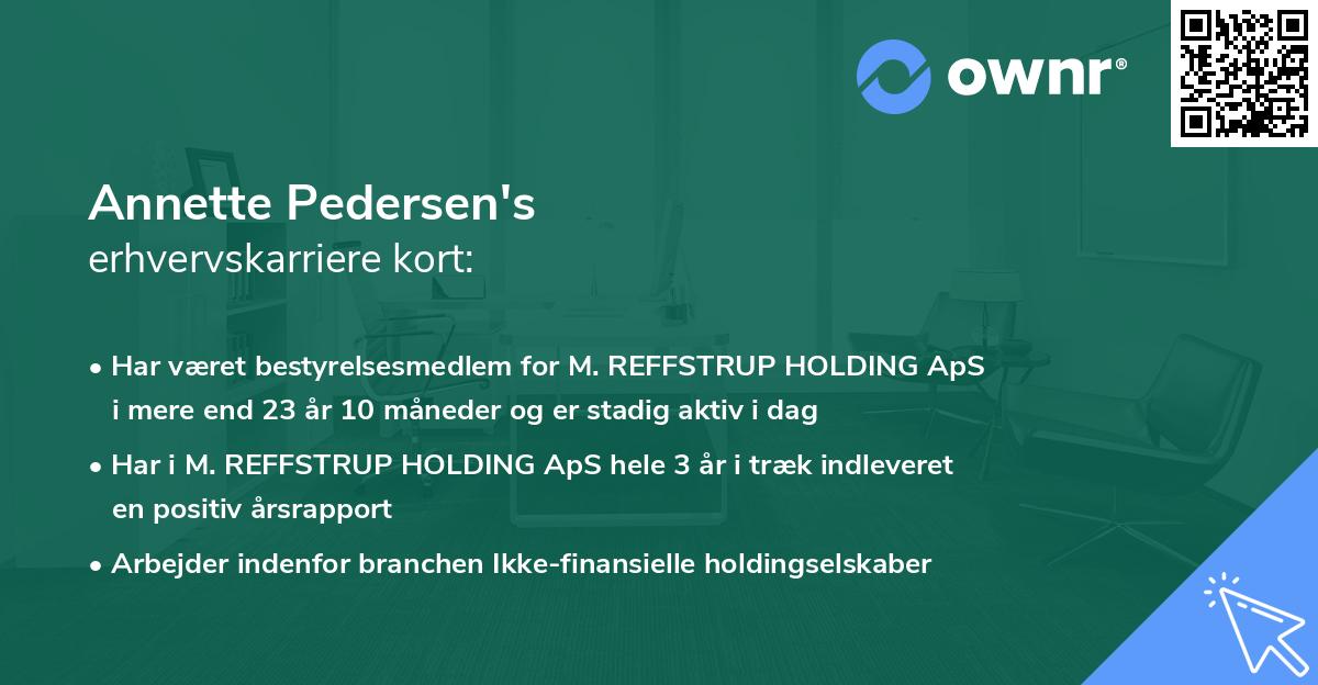 Annette Pedersen's erhvervskarriere kort