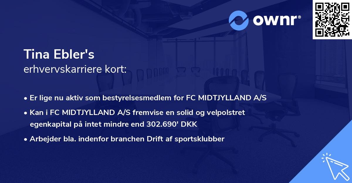 Tina Ebler's erhvervskarriere kort