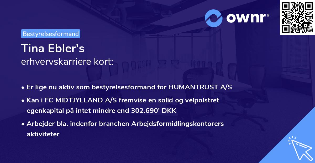 Tina Ebler's erhvervskarriere kort